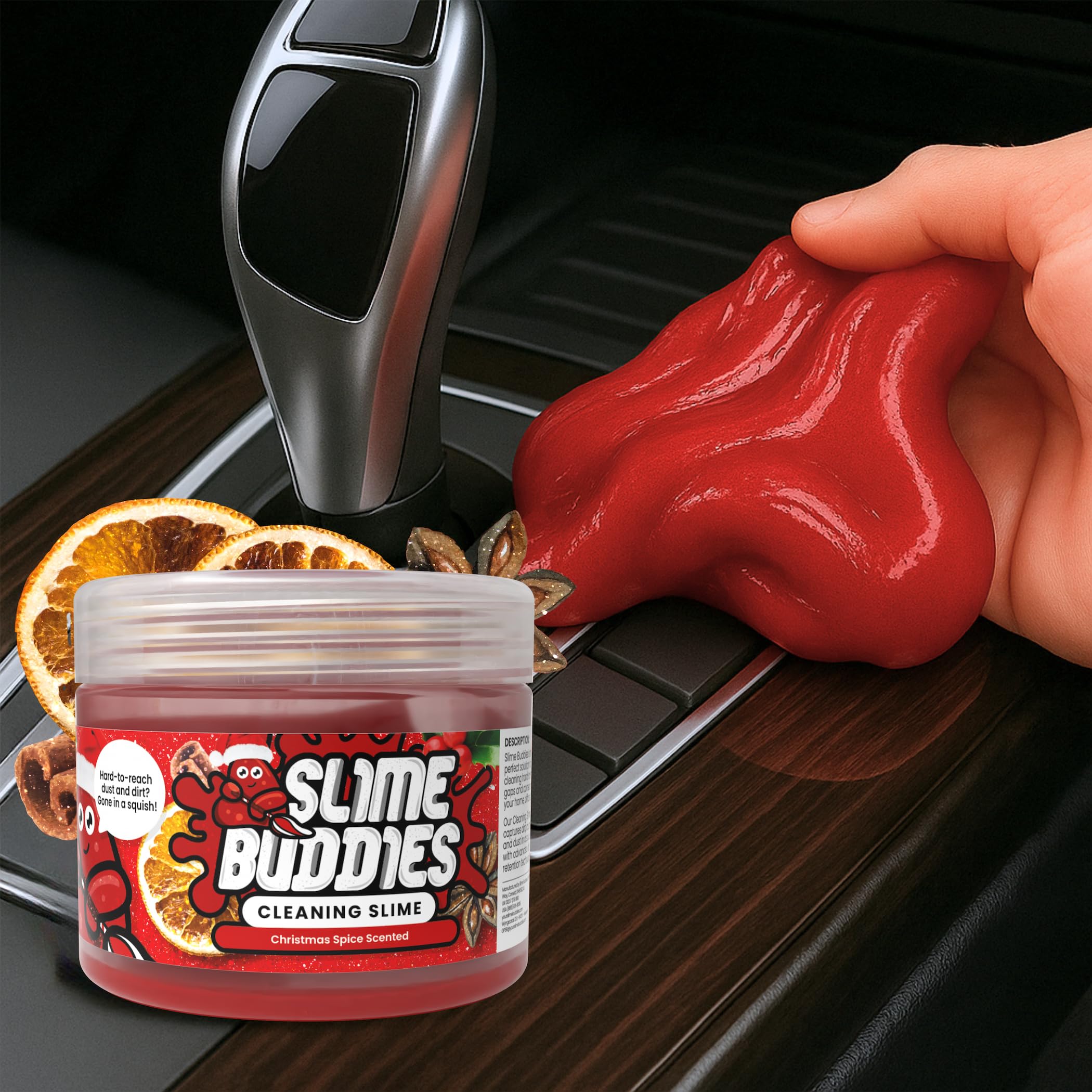 Slime Buddies Cleaning Putty Gel | Car Cleaning Gel for Interiors & Air Vents, Computer, Macbook & Laptop Keyboard Cleaner | Clean Hard to Reach Spaces | Surface Dust Cleaner | Christmas Spice 160g