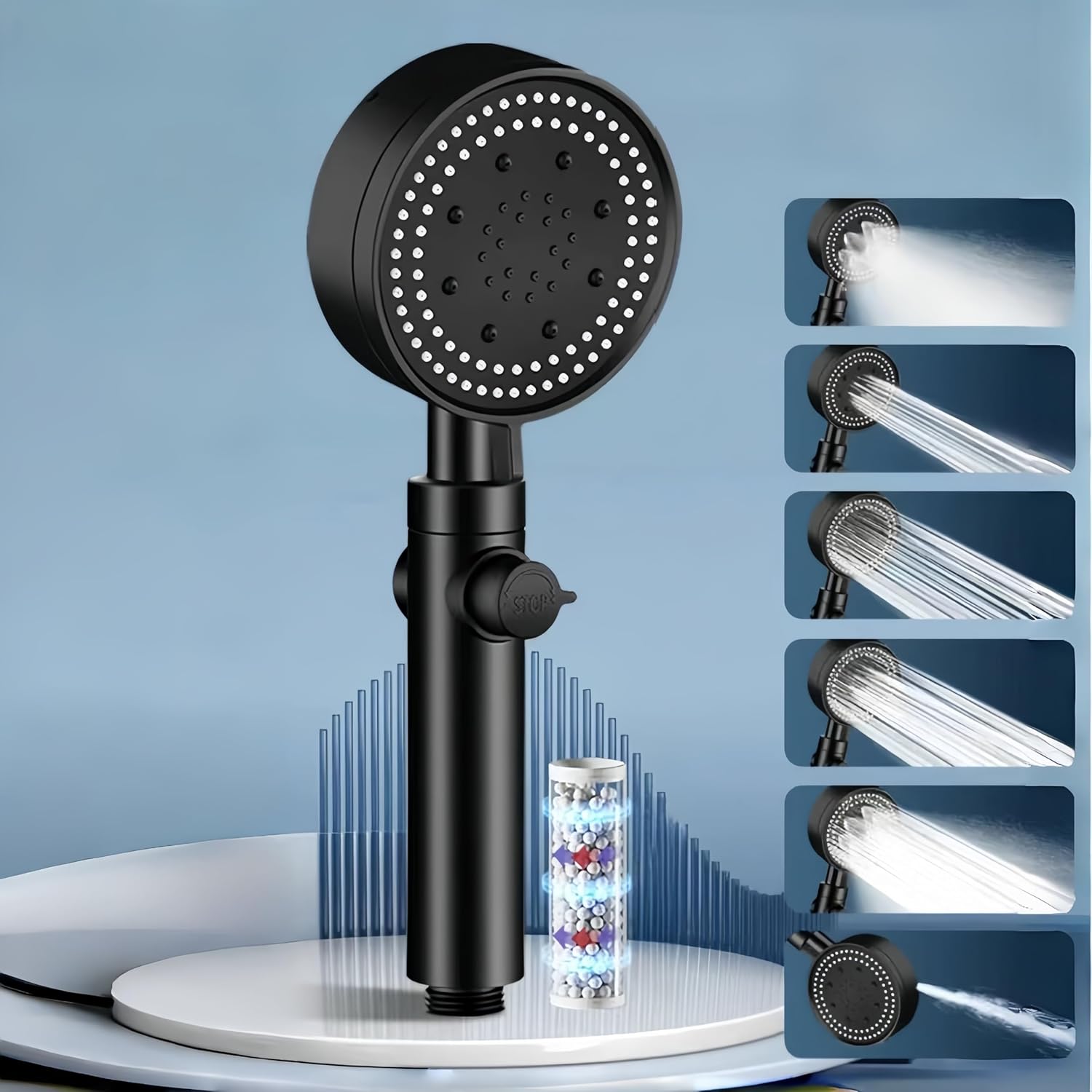 Bathroom Handheld Shower Head, Atomizing Booster Shower Head with 6 ...