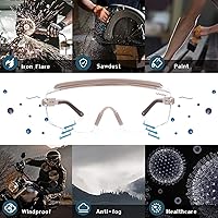 Vista 19 de UKNOW Anteojos de seguridad sobre lentes, gafas de seguridad antivaho protección ocular envolvente, gafas protectoras ANSI Z87.1
