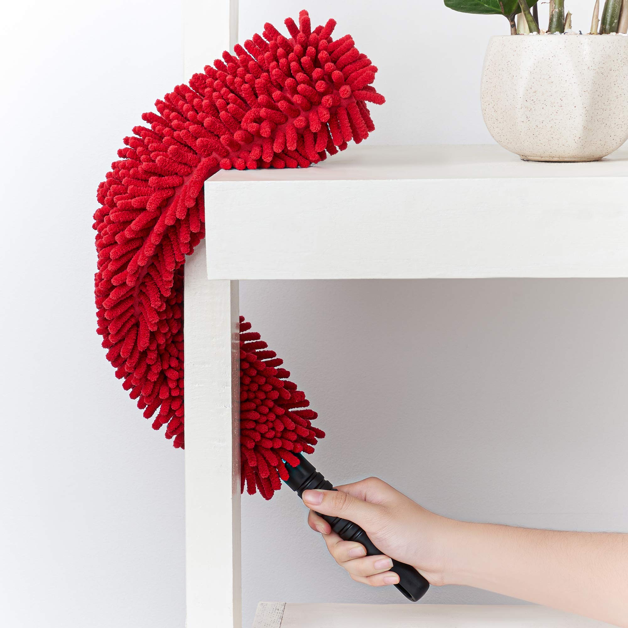 TIEVOLI Microfibre Feather Duster Extendable Handle Fluffy Feather