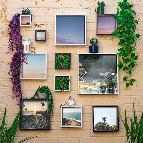 Miniatura 5 de Nicola Spring 2 piezas 8 x 8 3D Shadow Deep Box Marco de fotos  Marco de fotos para manualidades con soporte de 6 x 6  Blanco