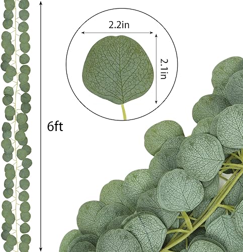Miniatura 2 de CEWOR 16 guirnaldas de eucalipto, guirnalda de vegetación para mesa, hojas de eucalipto artificiales de eucalipto para decoración de bodas, fiestas,