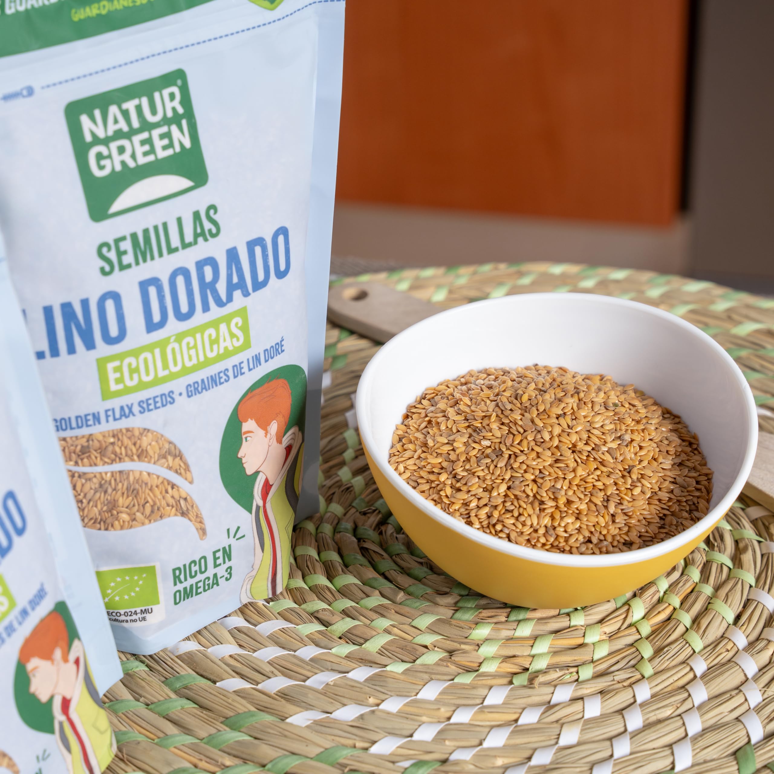 NaturGreen Lino Dorado Bio 500g | Alto en Fibra y Proteína | Fuente de Omega-3 | Sin Azúcares Añadidos | Superalimento Ecológico | Ideal para Dietas Veganas y Saludables