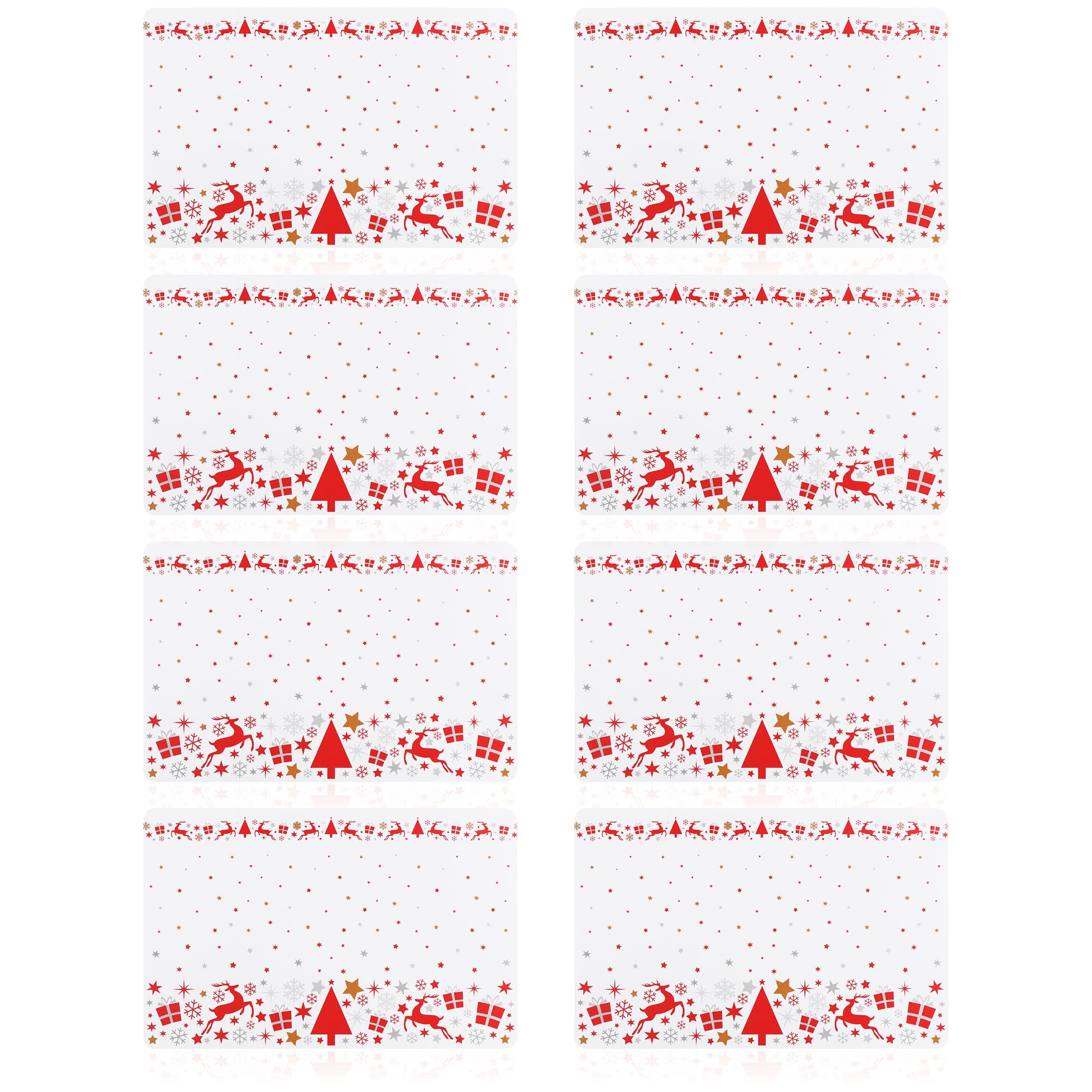 COM-FOUR® 8x manteles individuales para Navidad - manteles individuales con motivos de Adviento para la cocina y el comedor - manteles individuales con motivos invernales (reno)