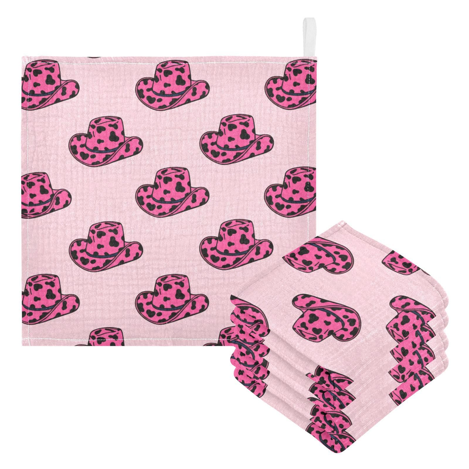 Nander 5Pack Baby Muslin Washcloths,Cow Cowboy Hat Soft Face Cloths for Newborn, Absorbent Bath Wash Cloths, Wipes, Burp Rag,Toddlers Essentials Stuff, Baby Registry as Shower