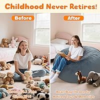 Vista 134 de Lukeight - Puf de almacenamiento de animales de peluche para niños, funda para puf de dinosaurio con cremallera para organizar la habitación