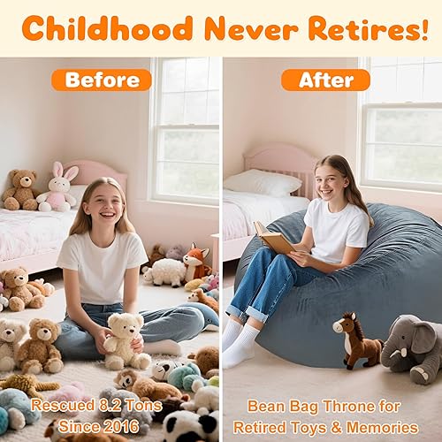 Miniatura 133 de Lukeight - Puf de almacenamiento de animales de peluche para niños, con cremallera para organizar habitaciones de niños pequeños y niños (terciopelo