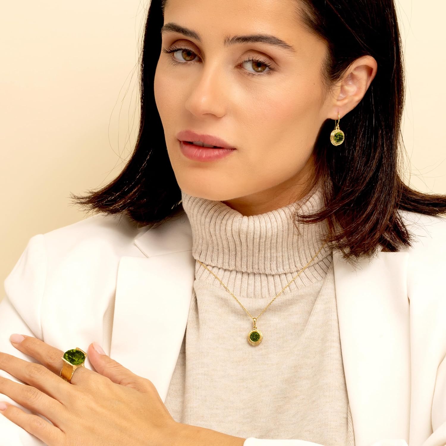 JEAN RACHEL JEWELRY 14K Gold Plated Sterling Silver Necklace for Women - Cubic Zirconia Bezel Set Vintage Design - Hypoallergenic, Lead & Nickel Free - Handcrafted Statement Necklace - Image 4