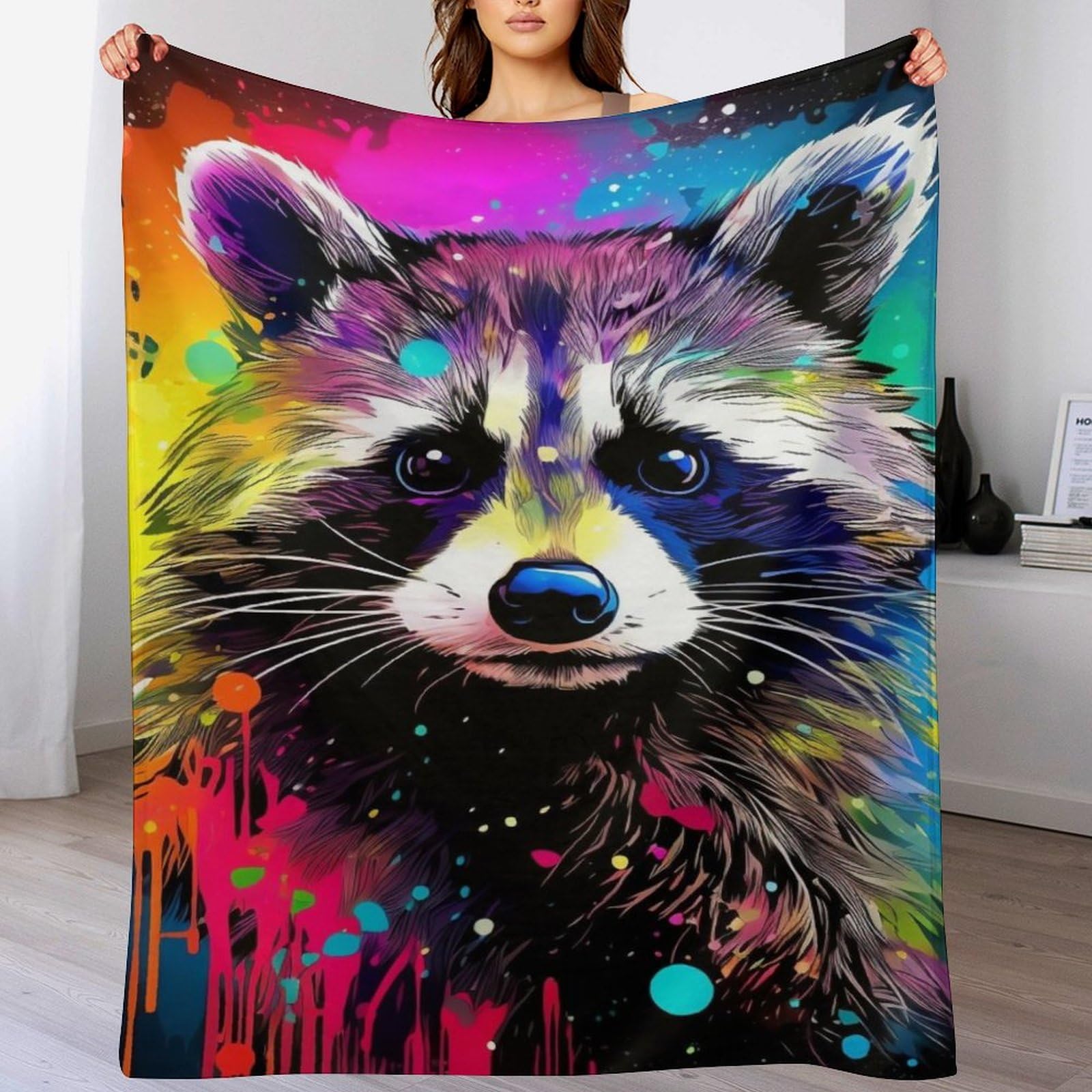 Couverture plaid raton laveur : idée cadeau douillette et chaude
