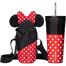 Corkcicle x Disney Minnie Mouse Crossbody Water Bottle Sling Bag & Insulated Cold Cup, Polka Dot Red, Two Items Holiday Gifts Bundle Set, Water Bottle Holder with Strap Fits 16-40oz Tumbler, 24oz Cup
