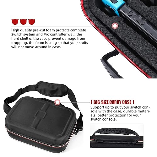 Miniatura 4 de Deluxe Travel Carrying Case for Nintendo Switch Switch Lite, Sturdy Hard Shell Carrying Bag for Storage Switch Console, Dock, Pro Controller,