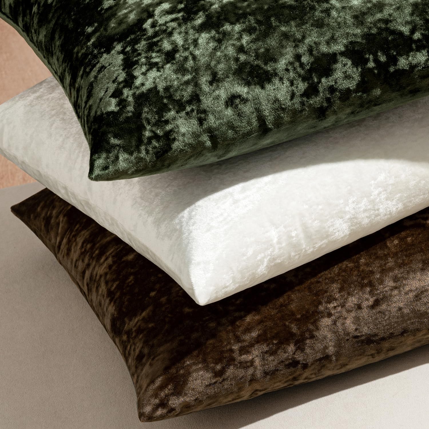 MIULEE Velvet Throw Pillow Covers Set of 2, Soft Neutral Decorative Pillow Cases with Luxurious Textured Vintage Cushion Covers for Home Decor Couch Sofa Bed,Dark Green 24x24 inch