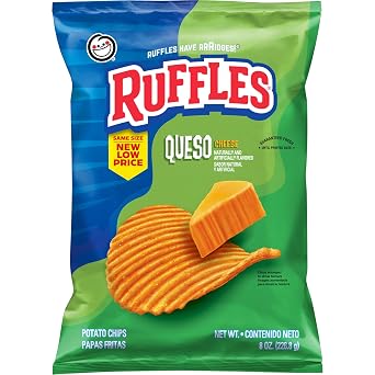 Ruffles Potato Chips, Queso, Cheddar Cheese, 8 Ounce