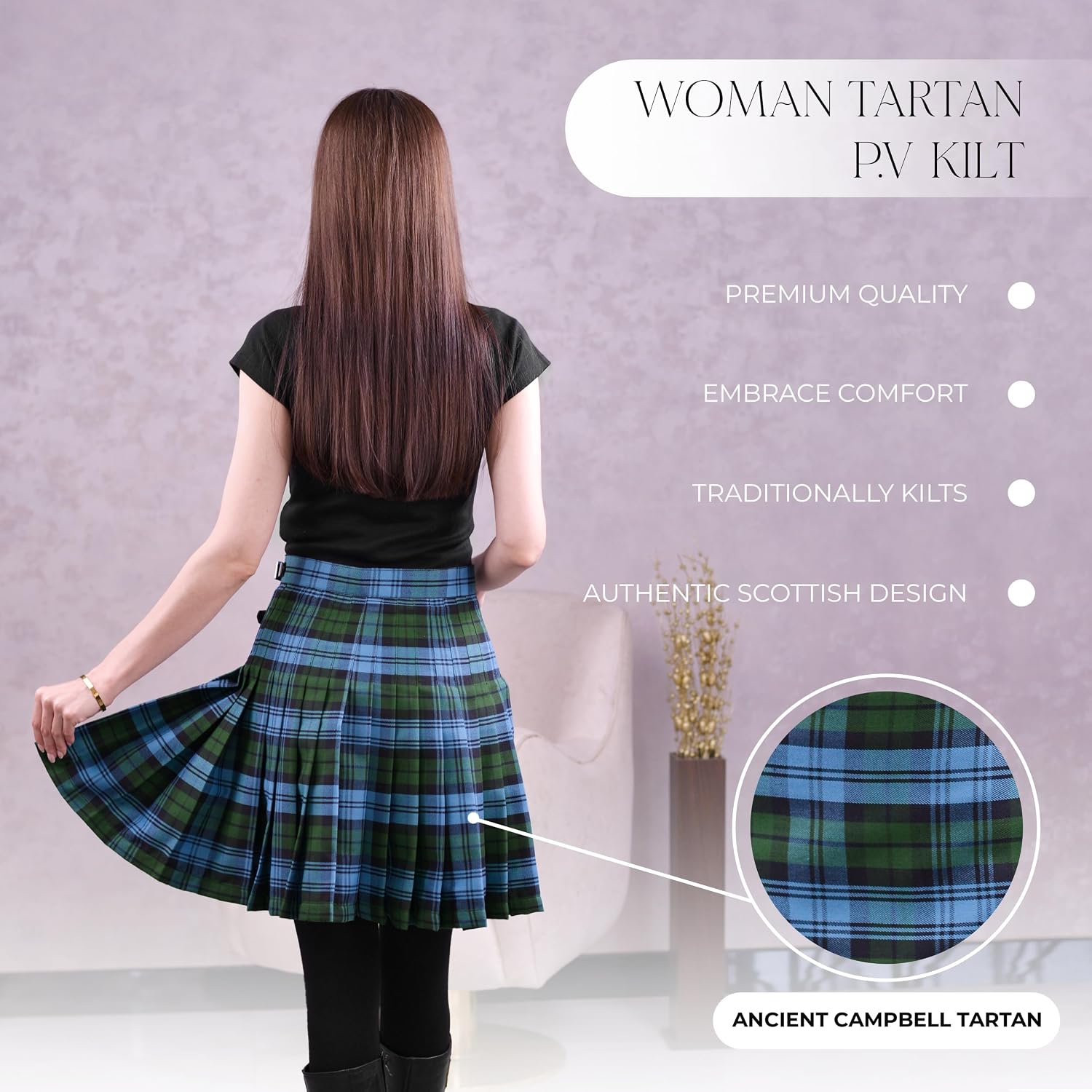 Scottish Tartan Kilts for Women Traditional Tartan Pleated Women's Kilt