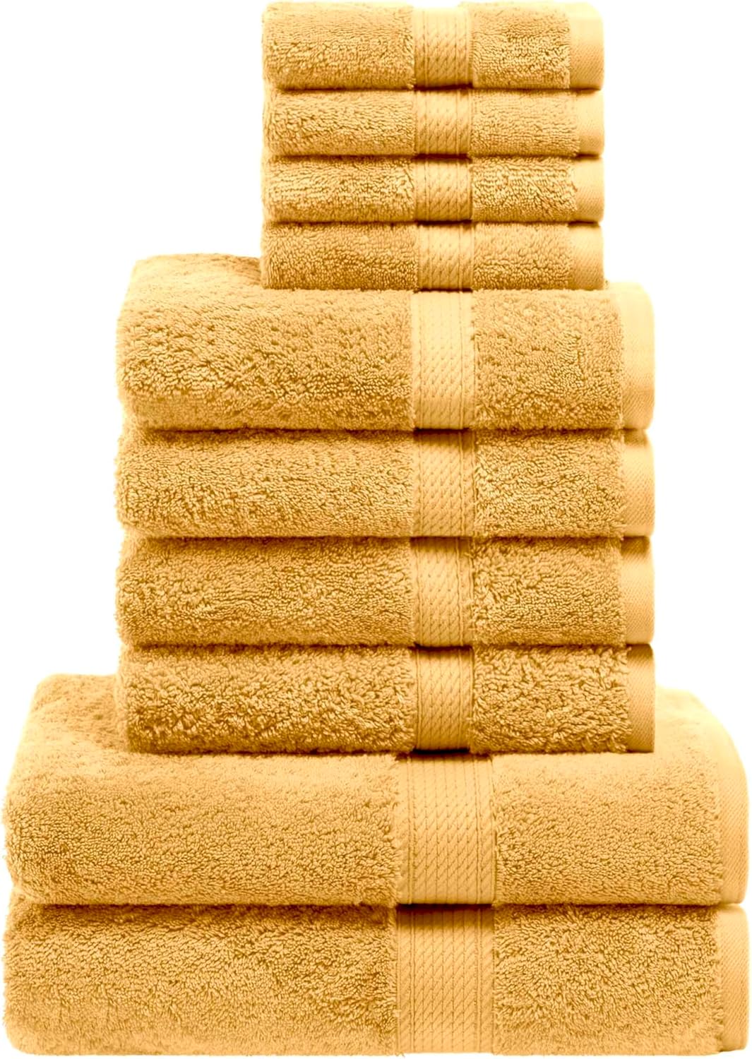 HOMECITY Madison Egyptian Cotton Towels, Towel Set for Bathroom, Shower, Hotel, Plush, 800 GSM, Highly Absorbent and Ultra-Soft Towels, Bath Essentials, 10 Piece Assorted Towel Set, Gold