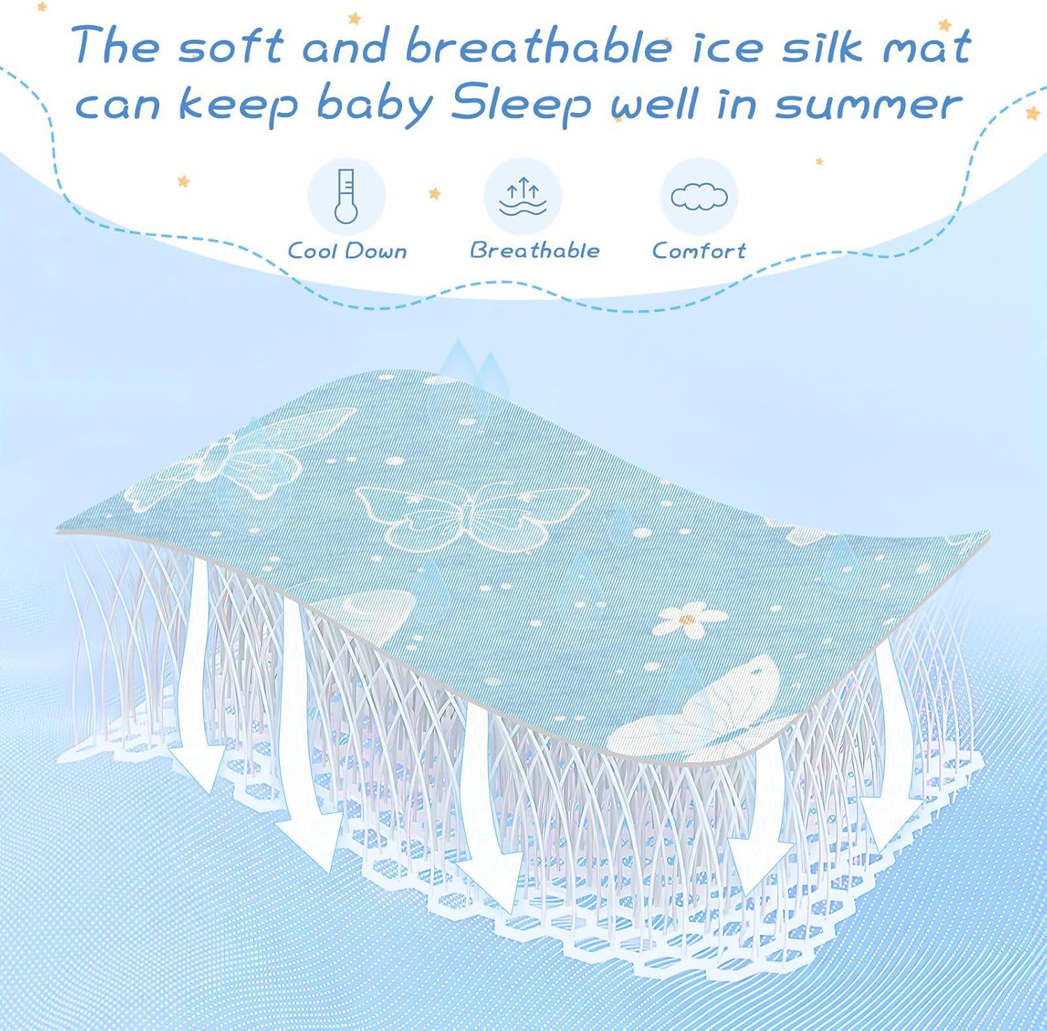 Butterfly Cooling Baby Mattress pad Protector 28" x 52" Washable Mattress pad for Baby&Toddler