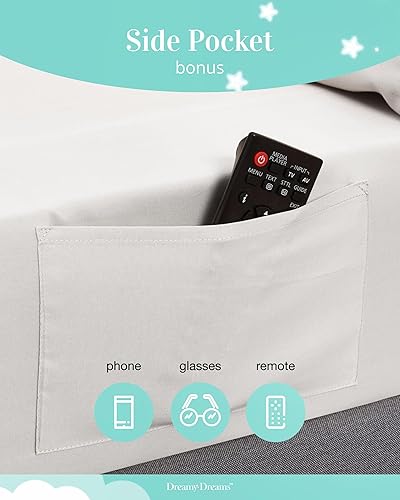 Miniatura 3 de Dreamy Dreams Juego de sábanas de microfibra suave de 4 piezas con 1 sábana encimera, 1 sábana bajera con bolsillo profundo, 2 fundas de almohada