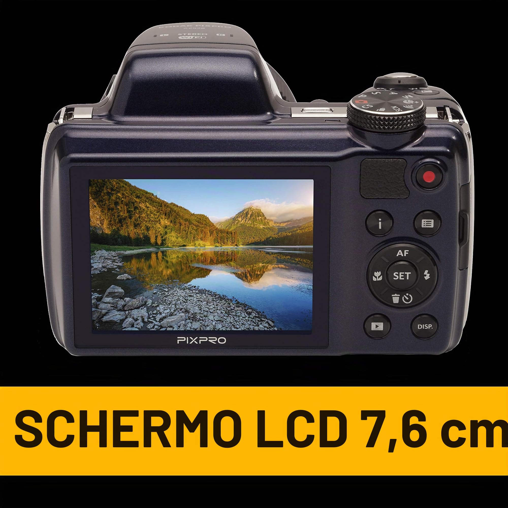 KODAK Pixpro AZ528 - Fotocamera Bridge Digitale 16 Mpixel, Zoom ottico x52, Stabilizzatore Ottico, Schermo LCD da 3 pollici, Video Full HD 1080p, Batteria agli ioni di litio - Blu Notte