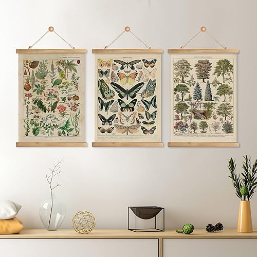 Miniatura 231 de XIAOAIKA Póster de botánica vintage con marco de madera, tabla de plantas venenosas antiguas, arte educativo botánico con especies peligrosas, 1