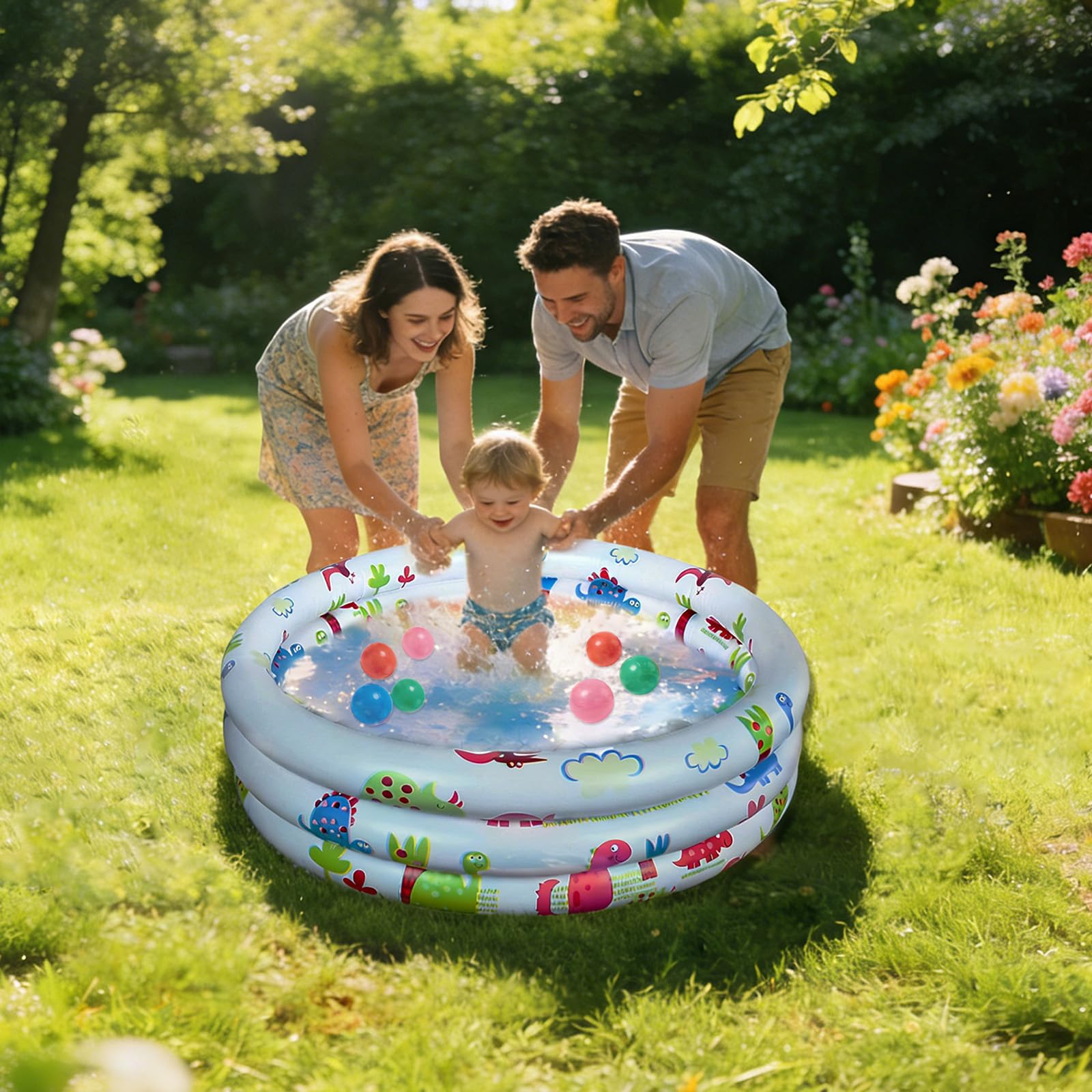 Petite Piscine Gonflable, Piscine Gonflable Ronde 90cm, Piscine Pataugeoire Bebe, Patogoire Bebe, Gonflable Bébé, pour Les Activités Eestivales en Plein air, Les Jardins et Les Plages