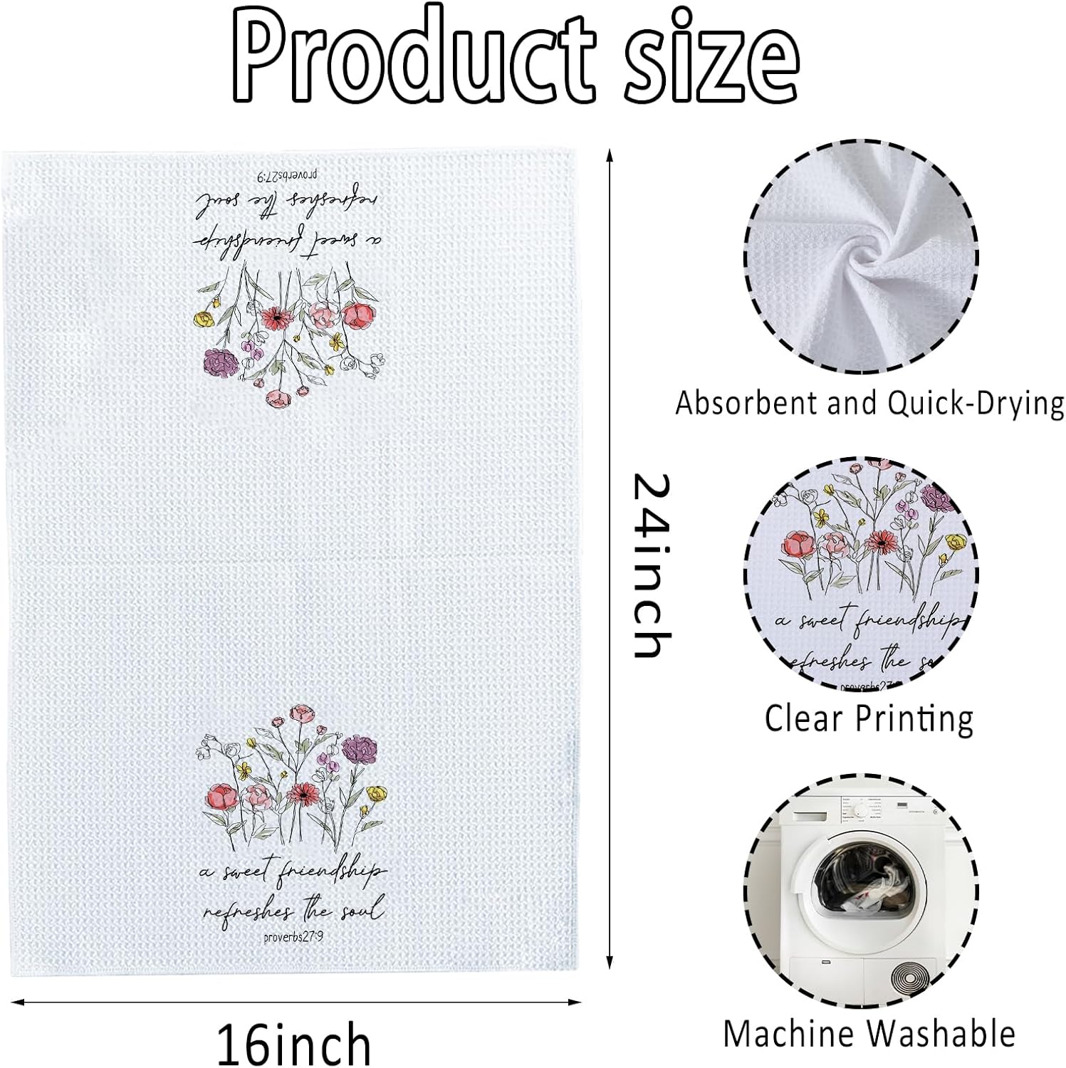 Gift Dish Towels for Best Friend, Christian Gifts for Men and Women, for Friends, Friendship Gift Tea Towels (24 x 16 in) - Image 6