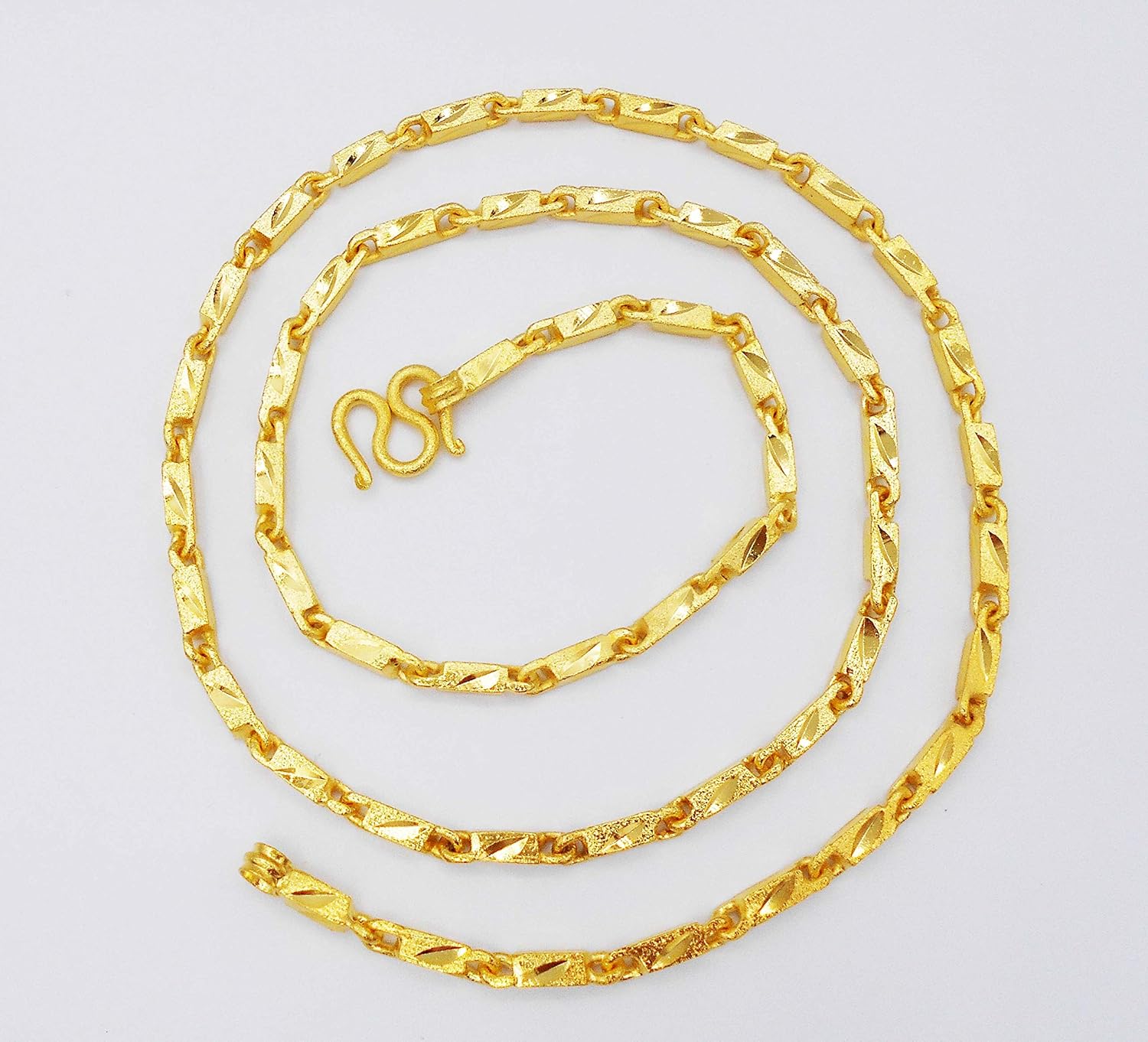 Chain Link 23k 24k Baht Yellow Gold Plated Filled Snake Necklace Jewelry Women, Men's, 24.5 inch 35 Grams 4 MM