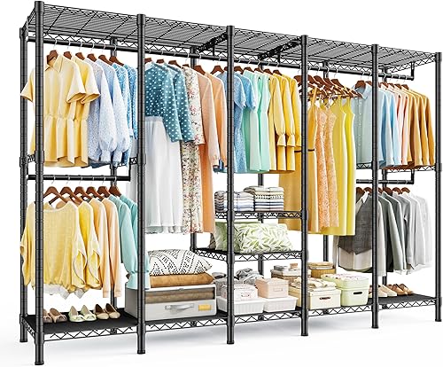 Raybee Perchero de ropa resistente de 88.2 pulgadas de ancho, para colgar ropa, extra ancho, portátil, cargas de armario, 1200 libras, estante