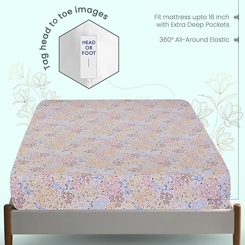 Miniatura 10 de Feather & Stitch - Sábana bajera ajustable, 100 % algodón, 300 hilos, ligera, refrescante y transpirable, con bolsillo profundo elástico regular de