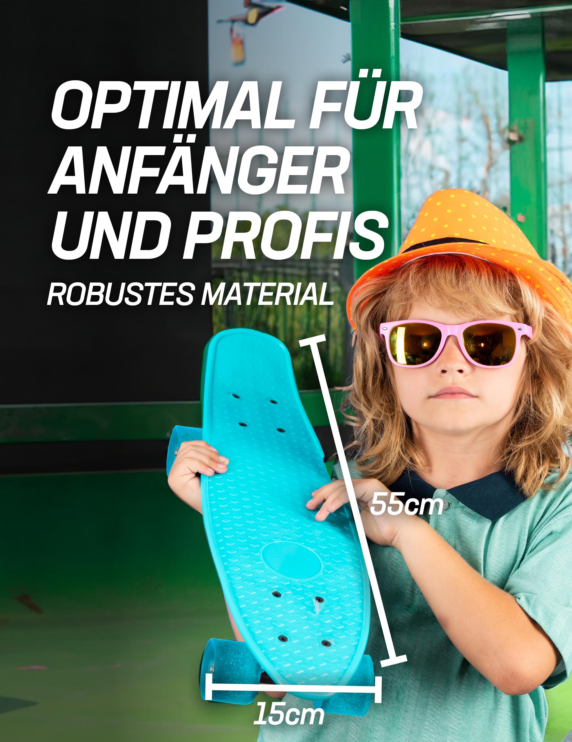 MUWO Cruiser Penny Board Mini skateboard de style rétro avec roues en polyuréthane, 55 cm de long pour débutants et professionnels