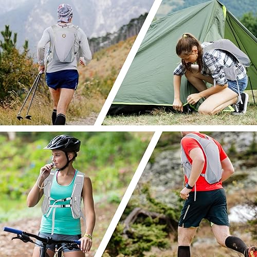 Miniatura 8 de Mochila de hidratación con bolsa de agua de 2 L, chaleco ligero y transpirable para correr, correas ajustables para el pecho, paquete de agua para