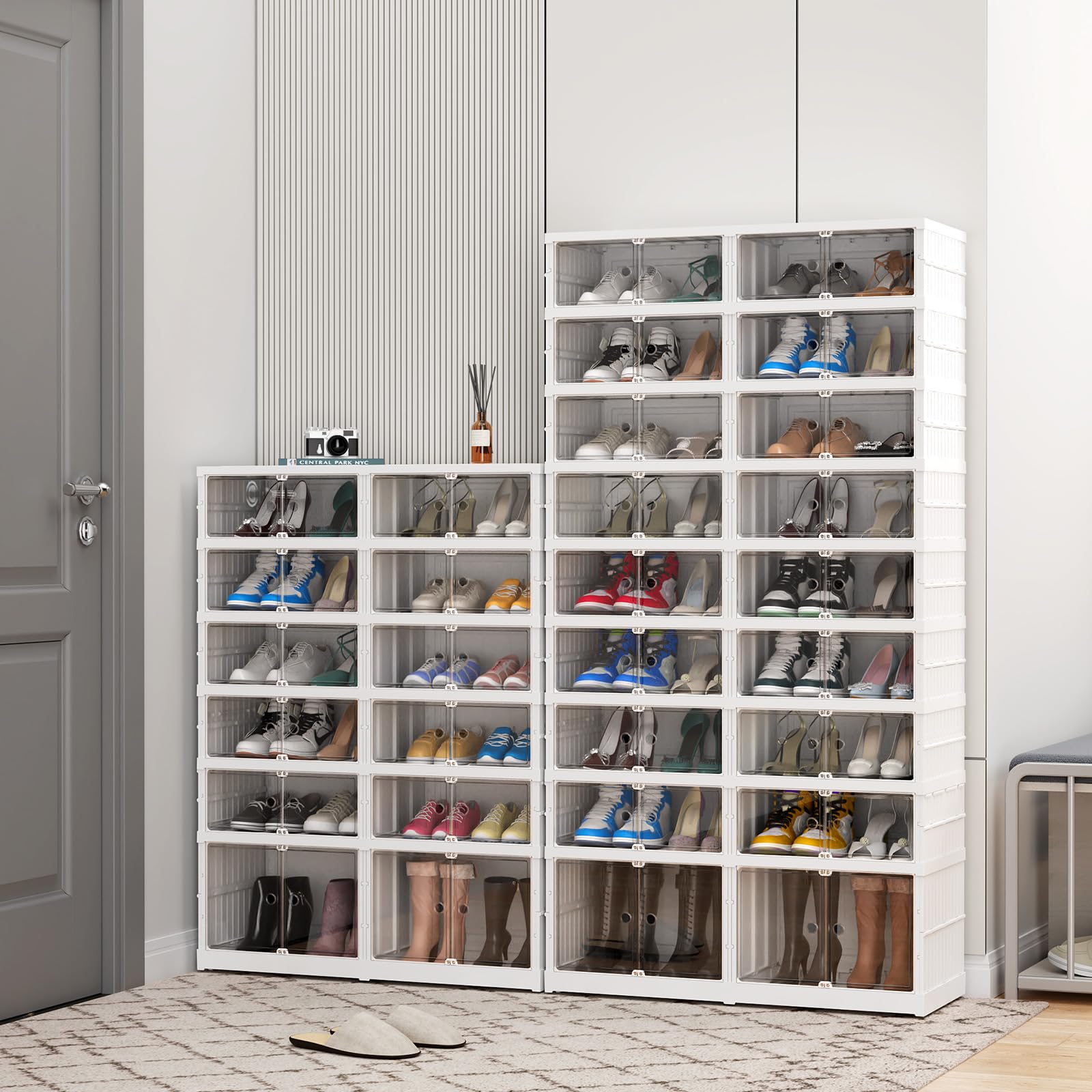 Snapklik.com : BROVIEW Plastic Shoe Storage Organizer Boxes 9 Tiers ...