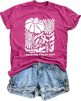 I Wear Pink for My Mom Shirts Women Breast Cancer Awareness Tshirts | breast cancer shirts for women pink breast cancer awareness t-shirts in october i wear pink for my mom cancer survivor tshirt