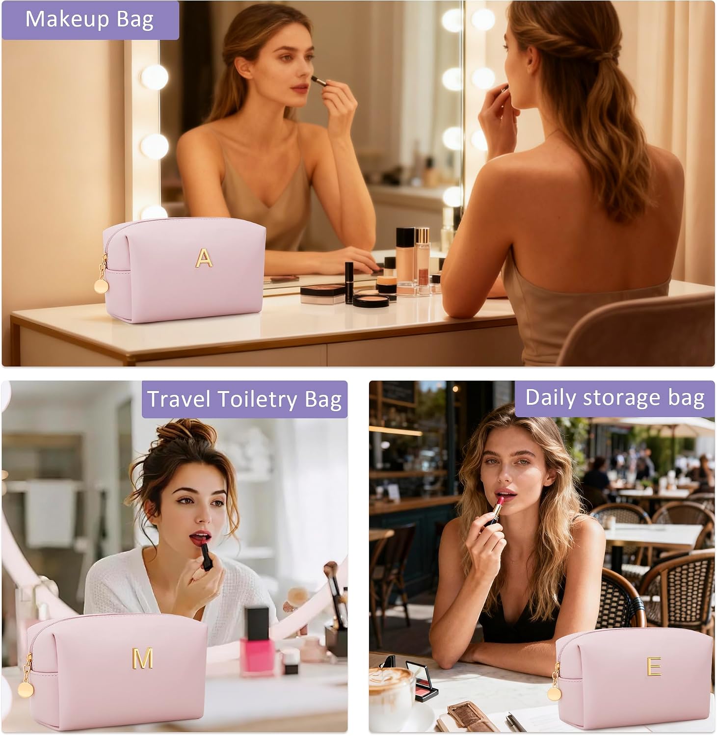 Gifts for Women Bridesmaid Gifts Initial Makeup Bag image 5