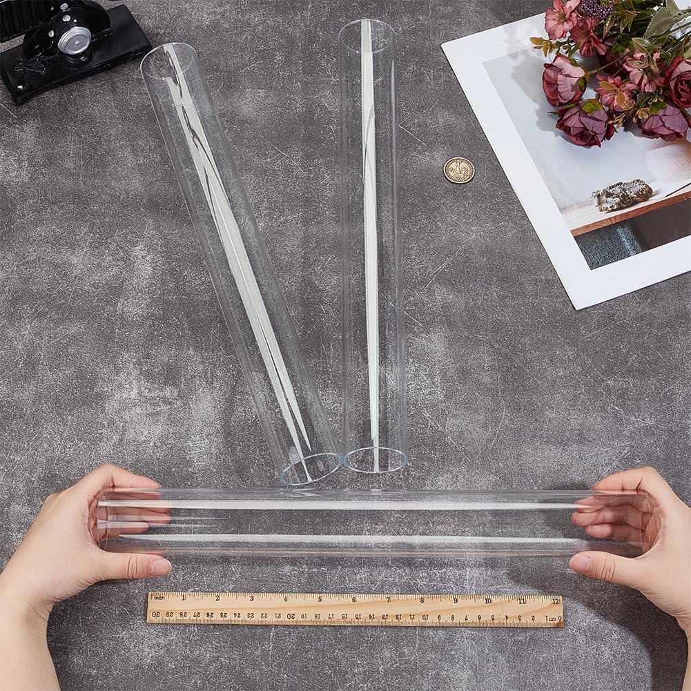 BENECREAT 3 tube Acrylique Tuyau Transparent en Acrylique de 45mm de Diamètre Intérieur et de 50mm de Diamètre Extérieur Tuyau Rond Rigide Transparent pour Lampes Aquariums
