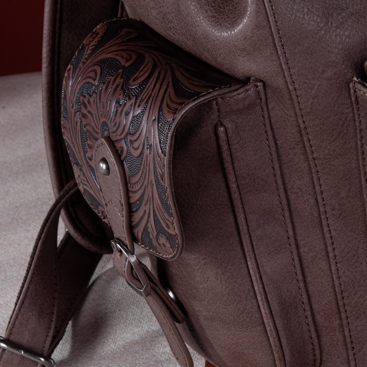 Montana West Wrangler Backpack Purse for Women Men Western Backpack Floral Tooled Travel Bags - Image 7