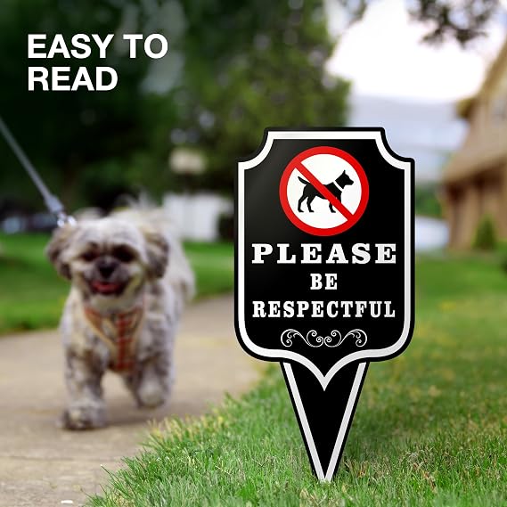 Please Be Respectful Dog Sign, 12x6 Inch Double Sided Dibond, Outdoor