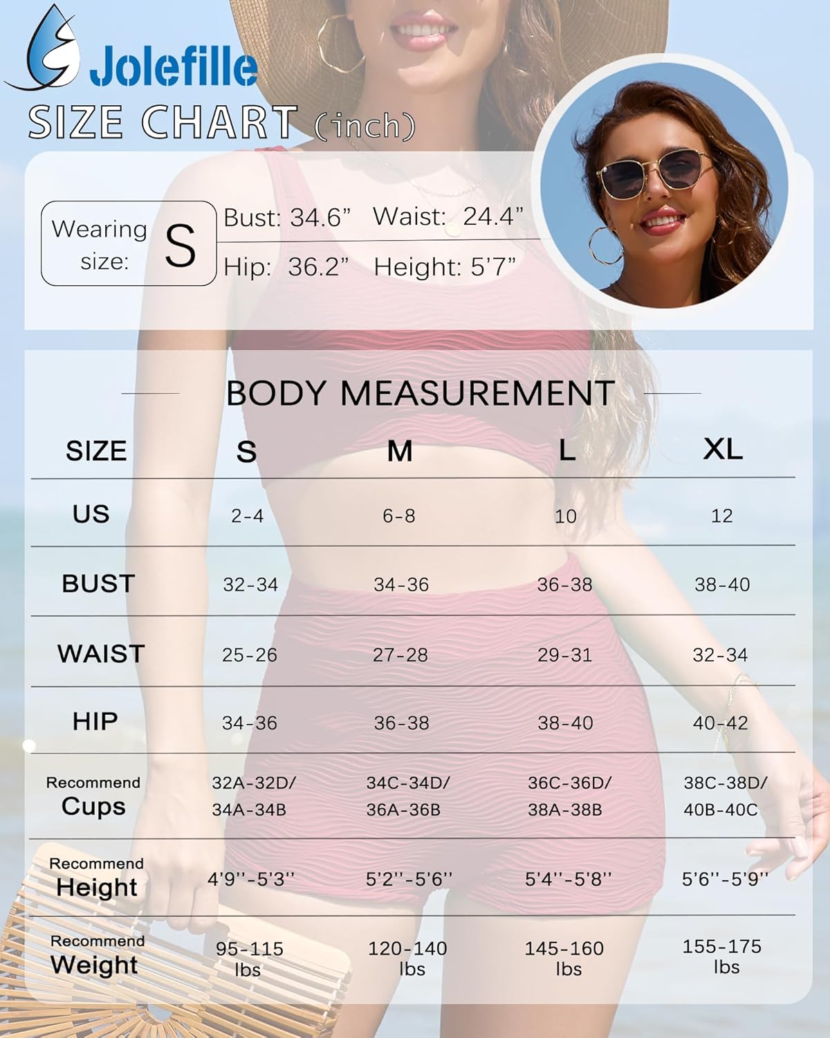 Jolefille Ribbed Two Piece Swimsuit for Women High Waisted Bikini Sets Tummy Control Bathing Suits Boy Shorts Bottom - Image 6