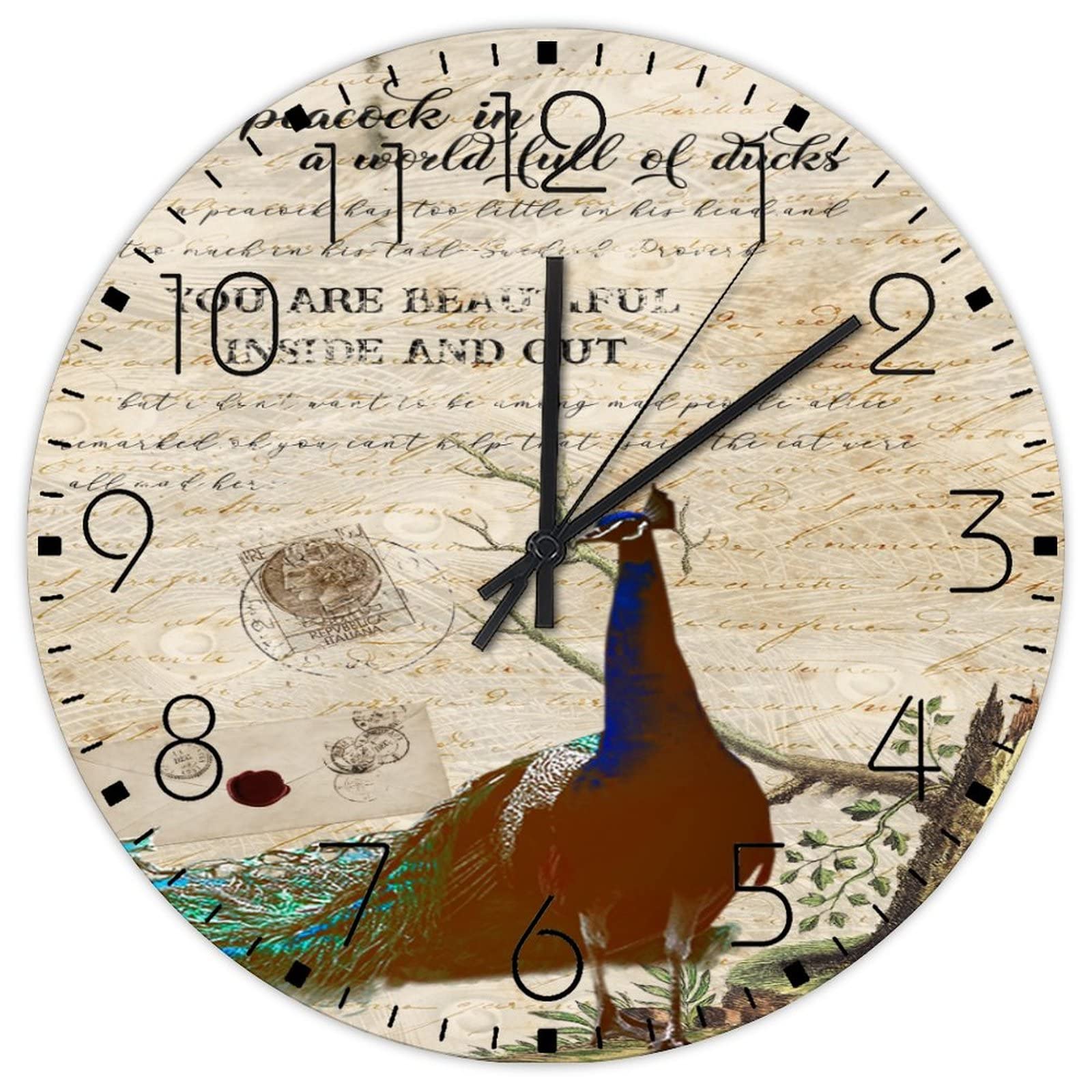 Horloge murale paon 30,5 cm : un modèle analogique et minimaliste pour votre bureau