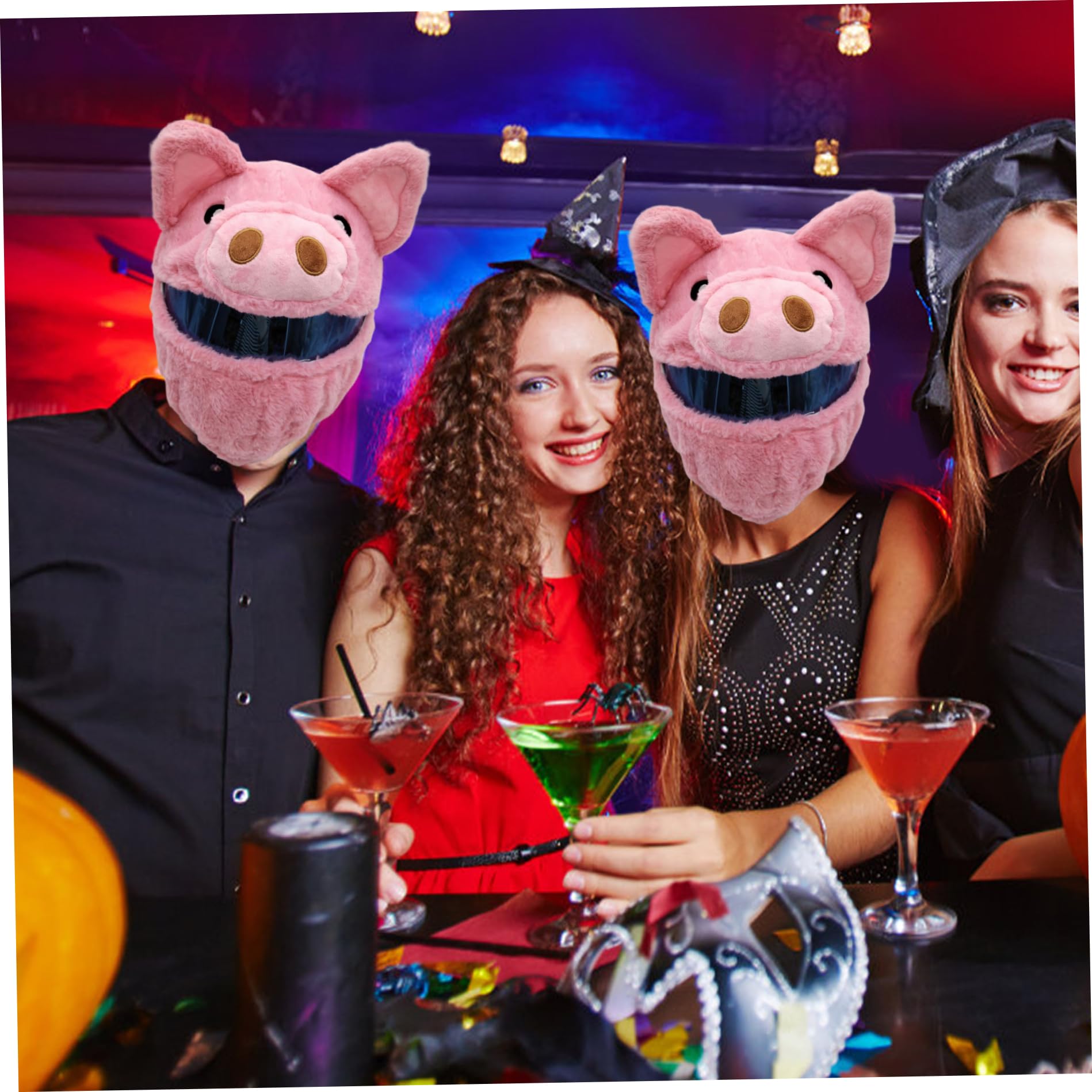 Motorradhelm-Abdeckungen, Halloween-gesichtiges Schwein, Plüsch-Helmabdeckung, Motorrad, dekorativ, lustig, niedlich, Cartoon, keine blockierende Sichtabdeckung, nur für Reiten, Partys