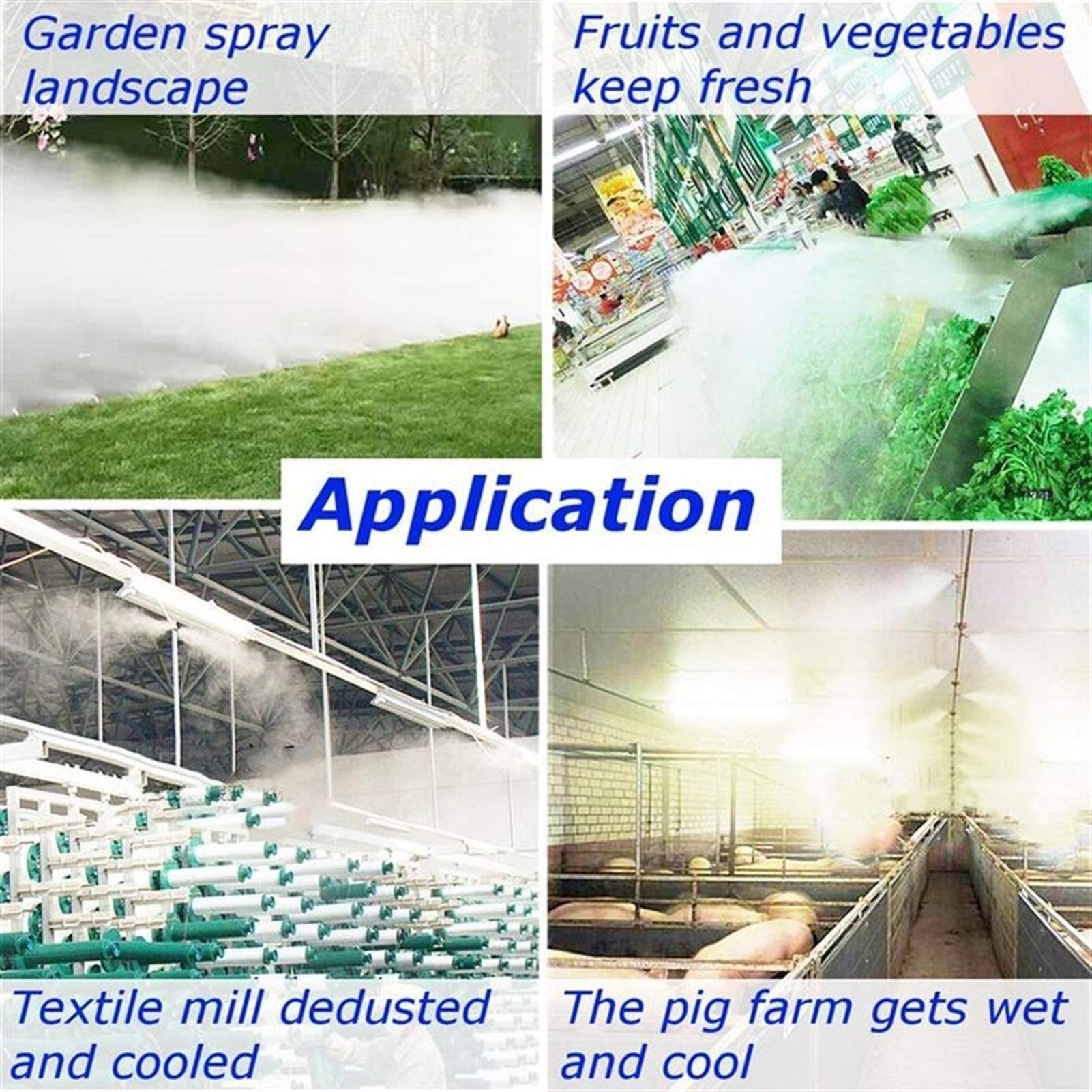 20er-Pack Messing-Düsen für Kühlsysteme im Freien, Niederdruck-Düsen mit 3/8-Zoll-Slip-Lock-T-Stücken, Zerstäubungs-Düsen für Sprühnebel für Garten, Befeuchtung, Staubkontrolle