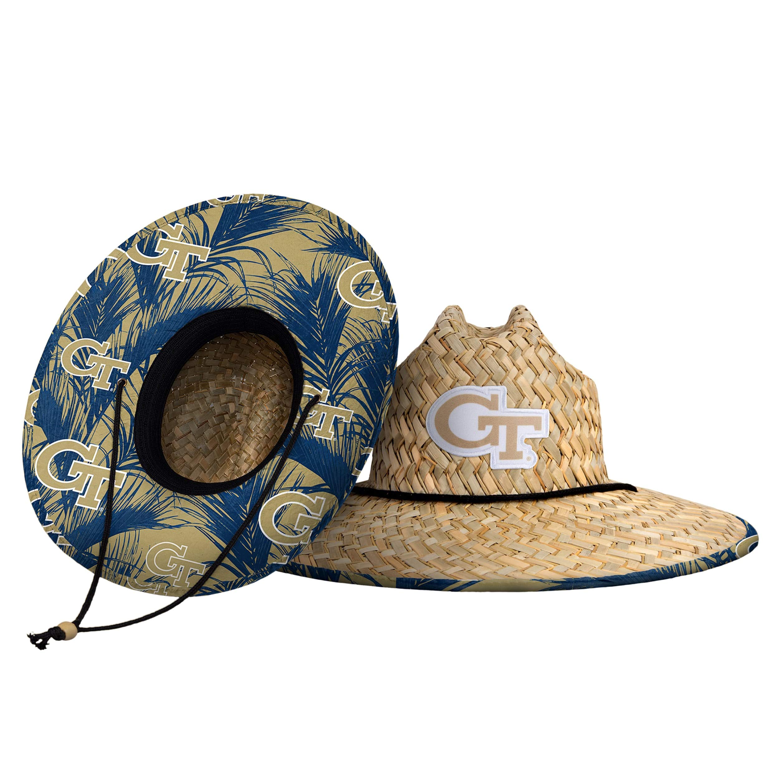 FOCO Men's NCAA College Team Logo Floral Straw Sun Hat