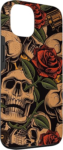 Miniatura 3 de Funda con diseño de tatuajes para iPhone 13 con diseño de calavera y rosas rojas