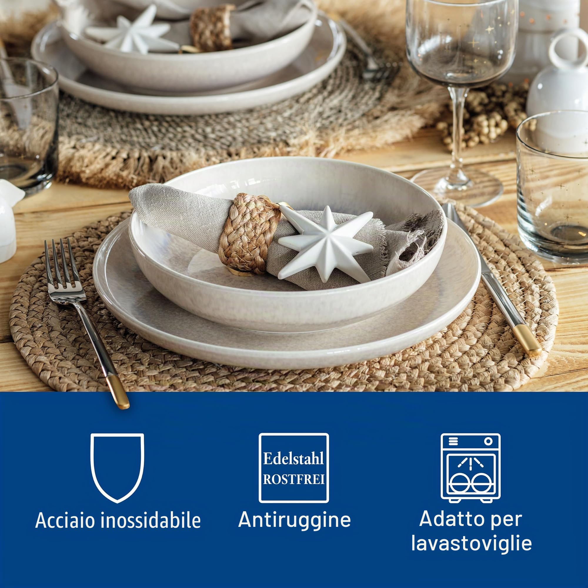 Villeroy & Boch - Ella Servizio Tavola 30 Pezzi, Lavabile in Lavastoviglie, Set di Posate, 6 Persone, Acciaio Inossidabile