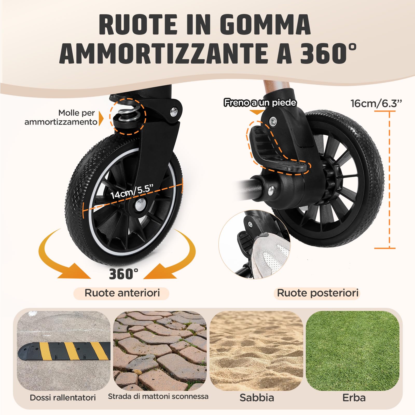 Gimars Passeggino Pieghevole per Cani Gatti 4 in 1 fino a 20 kg, Passeggino Cane con Trasportino Staccabile Cestello, Ruote Anteriori 360°, Parapioggia Freni Portabicchieri Cestino Portaoggetti, Nero