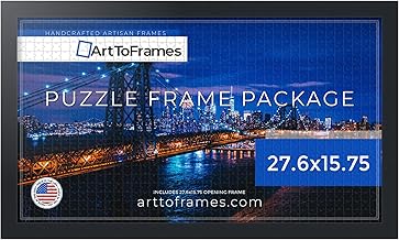 ArtToFrames 27.6x15.75 INCH/70x40 CM Black Frame for 100 piece Puzzles.This 1.25 Inch Custom MDF Puzzle Frame is Black - Comes with Economy Acrylic (PuzzleFRBW26079-27.6x15.75)