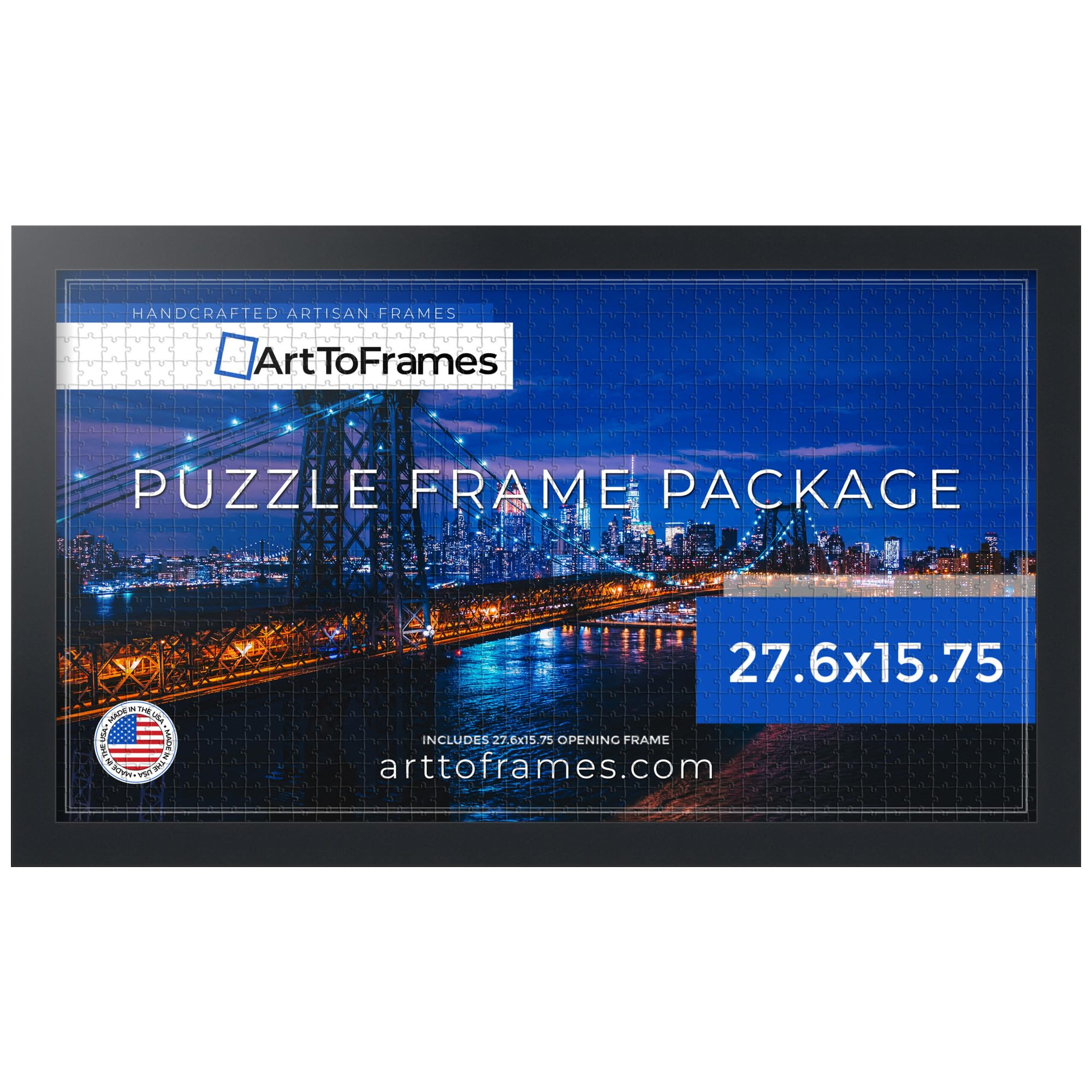 ArtToFrames 27.6x15.75 INCH/70x40 CM Black Frame for 100 piece Puzzles.This 1.25 Inch Custom MDF Puzzle Frame is Black - Comes with Economy Acrylic (PuzzleFRBW72079-27.6x15.75)