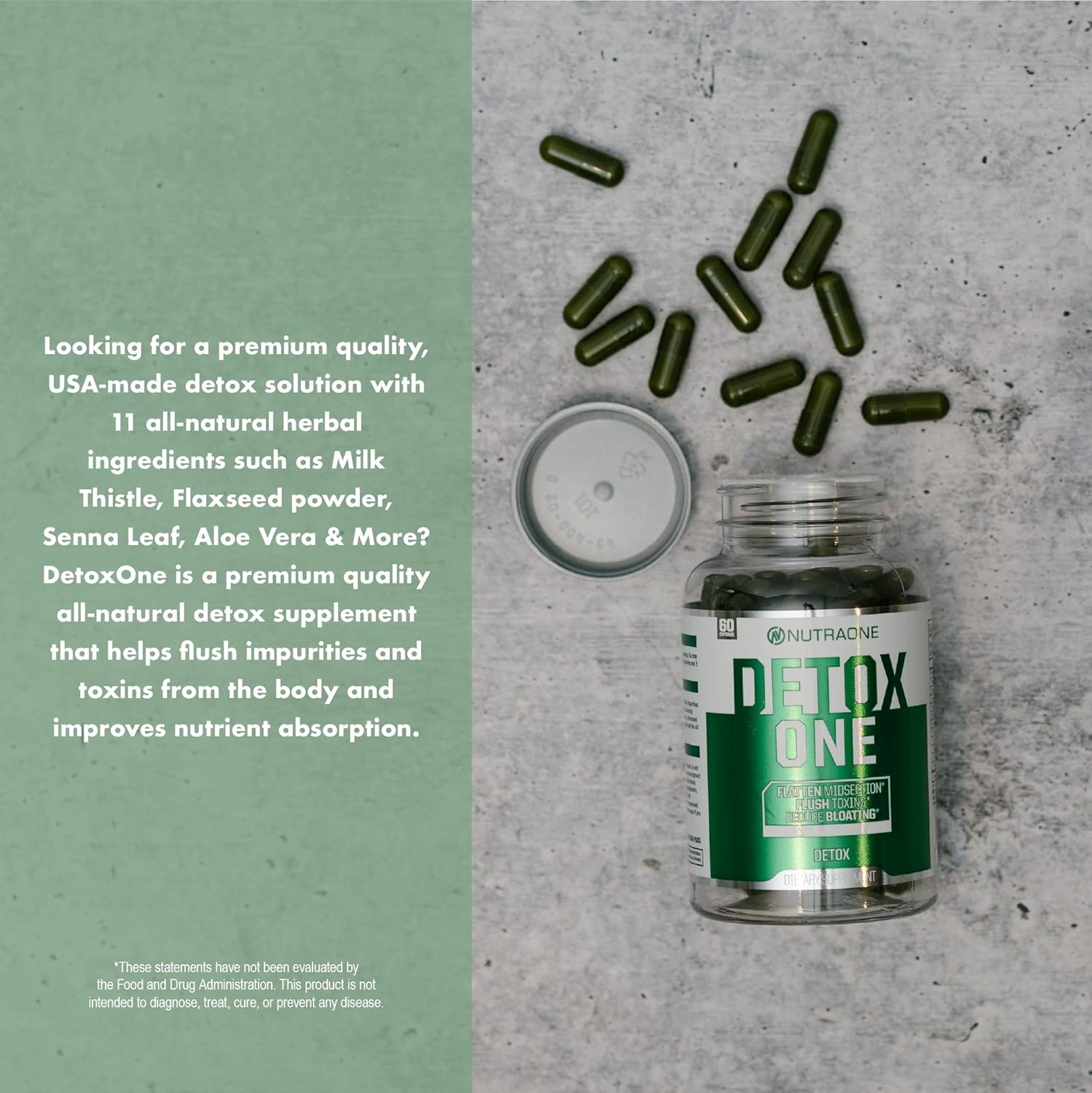 DetoxOne ​Colon Cleanser & Detox for Weight Loss​ by NutraOne | ​30​ Day Extra Strength Detox Cleanse for Constipation Relief​* |​ Flush Toxins, Boost Energy​ & Improves Nutrient Absorption* : Health & Household