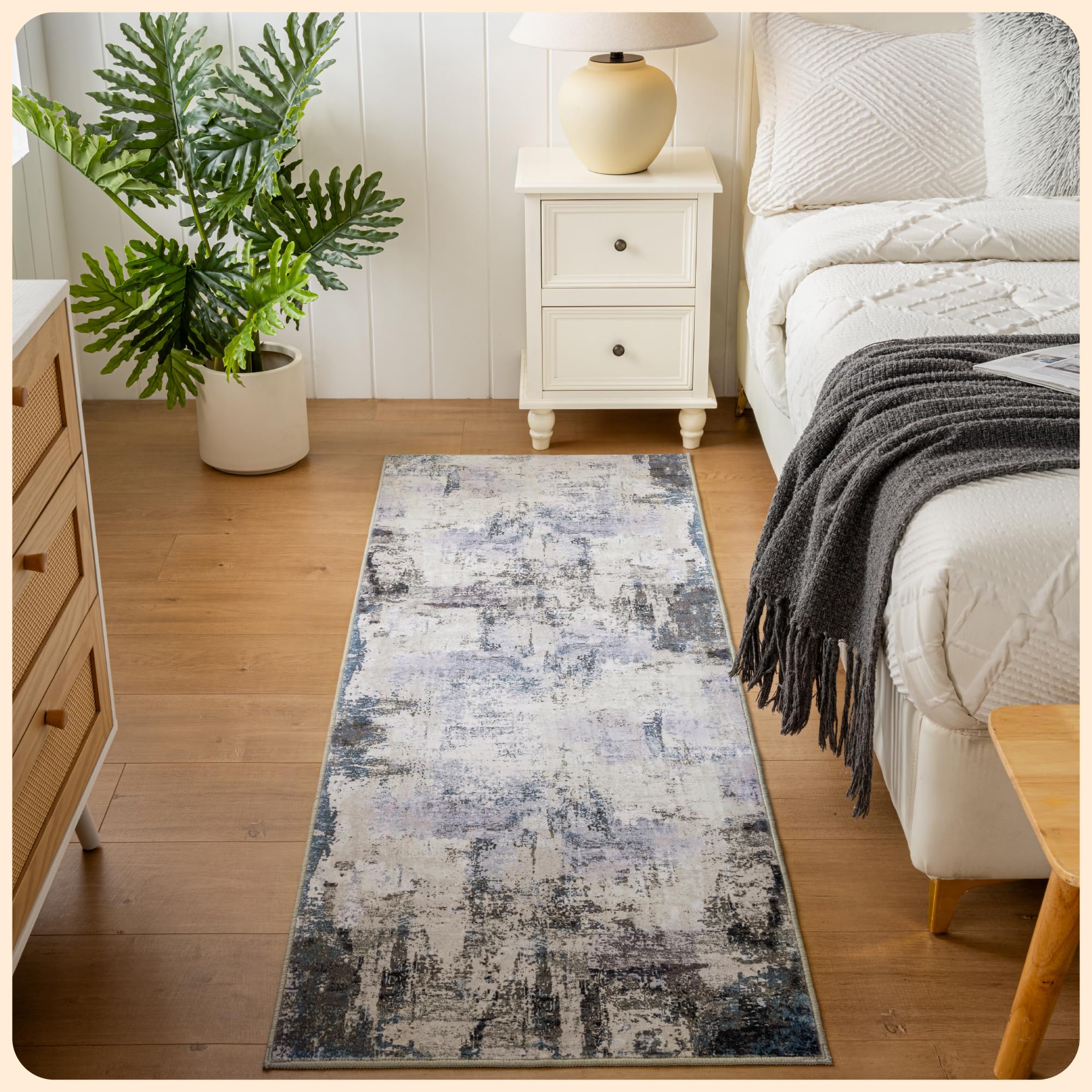 Amazon.com: Istana Hallway Runner Rug 2x6 - Grey Navy Kitchen Rugs Non ...