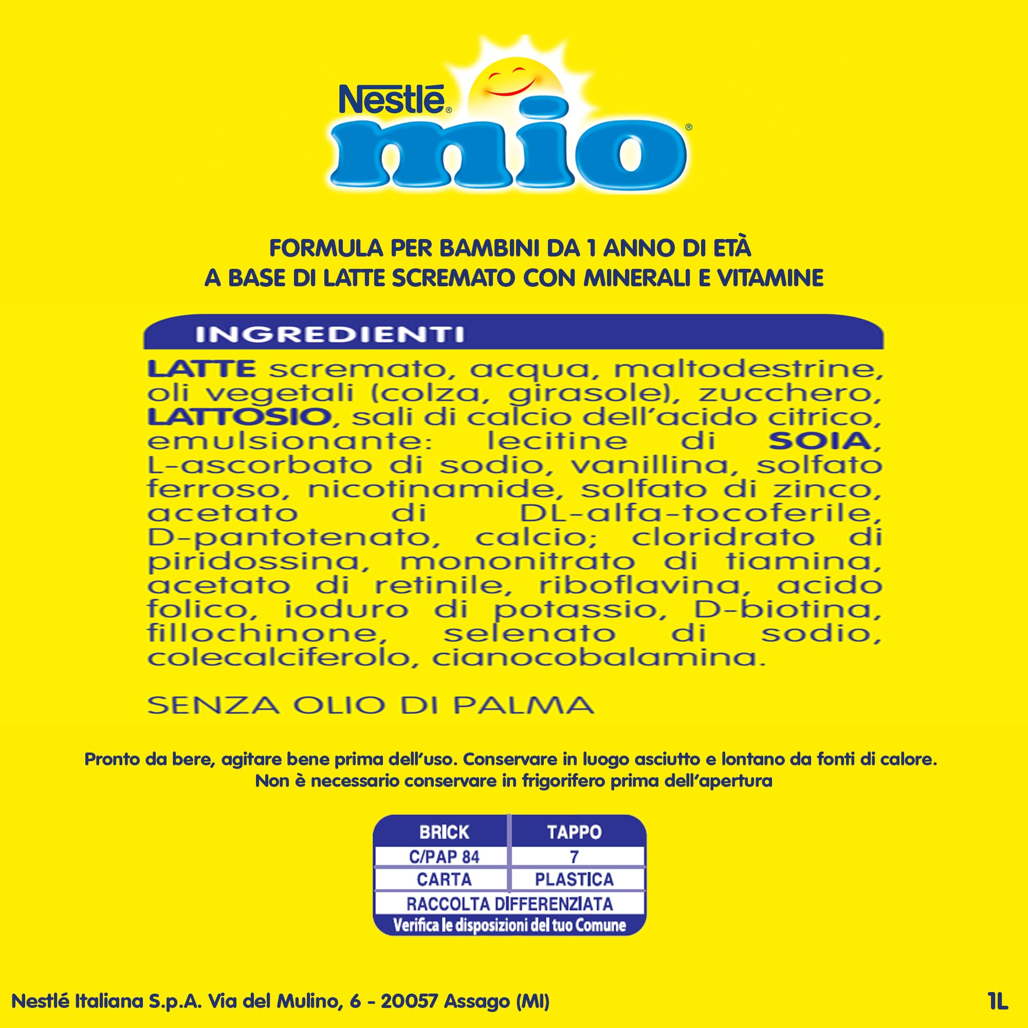 NESTLÉ MIO Latte di Crescita Classico Liquido, 8 Brick da 1L (8L)