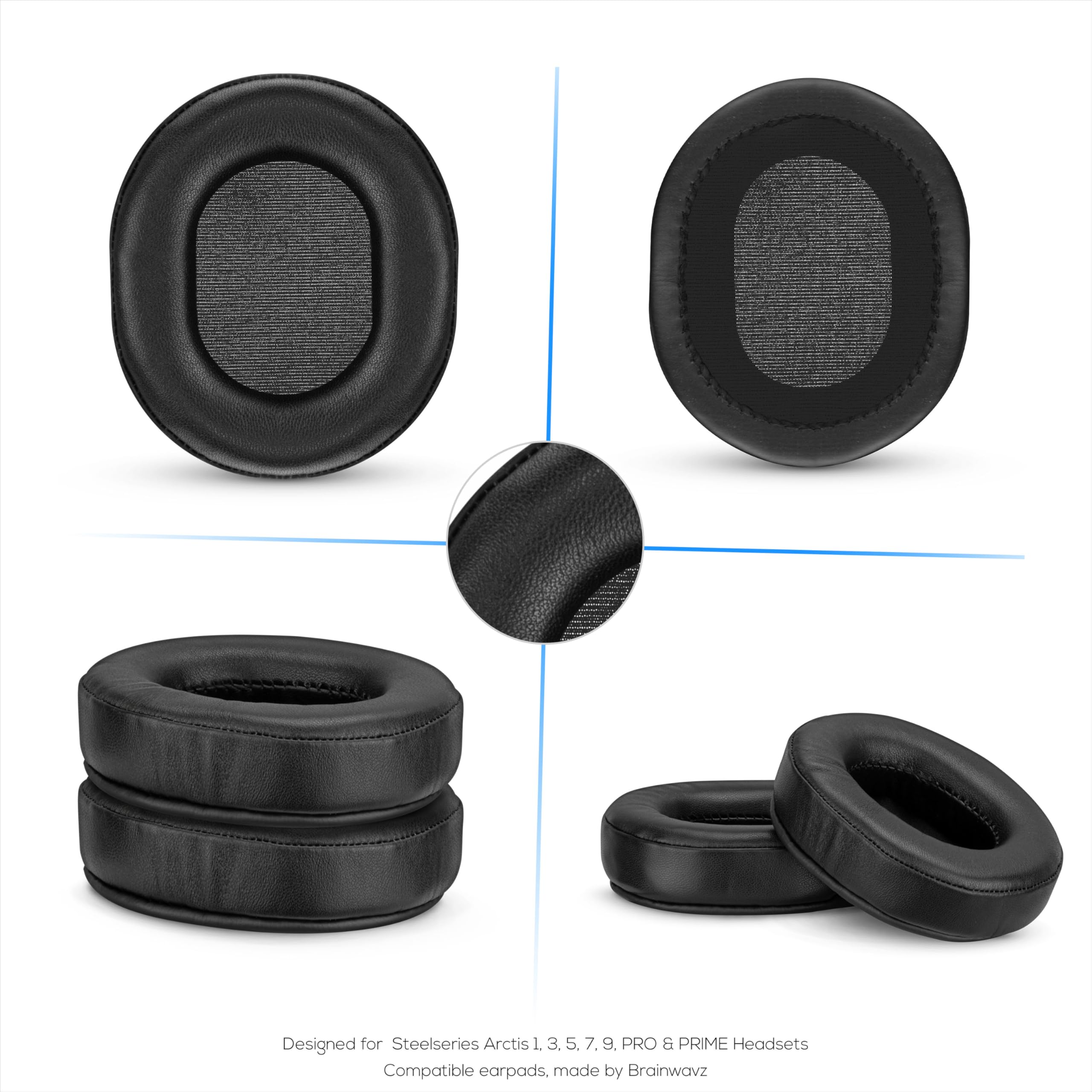 Almohadillas de Piel de Oveja para Auriculares Steelseries Arctis 1, 3, 5, 7, 9, Pro y Prime, Piel auténtica con Espuma viscoelástica, más Gruesas, cómodas y duraderas Brainwavz